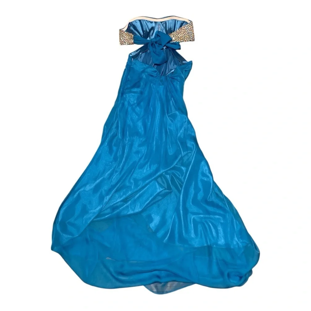 La Femme Women's Blue Evening Dress Turquoise Strapless Size 6 with flaws - Picture 4 of 9